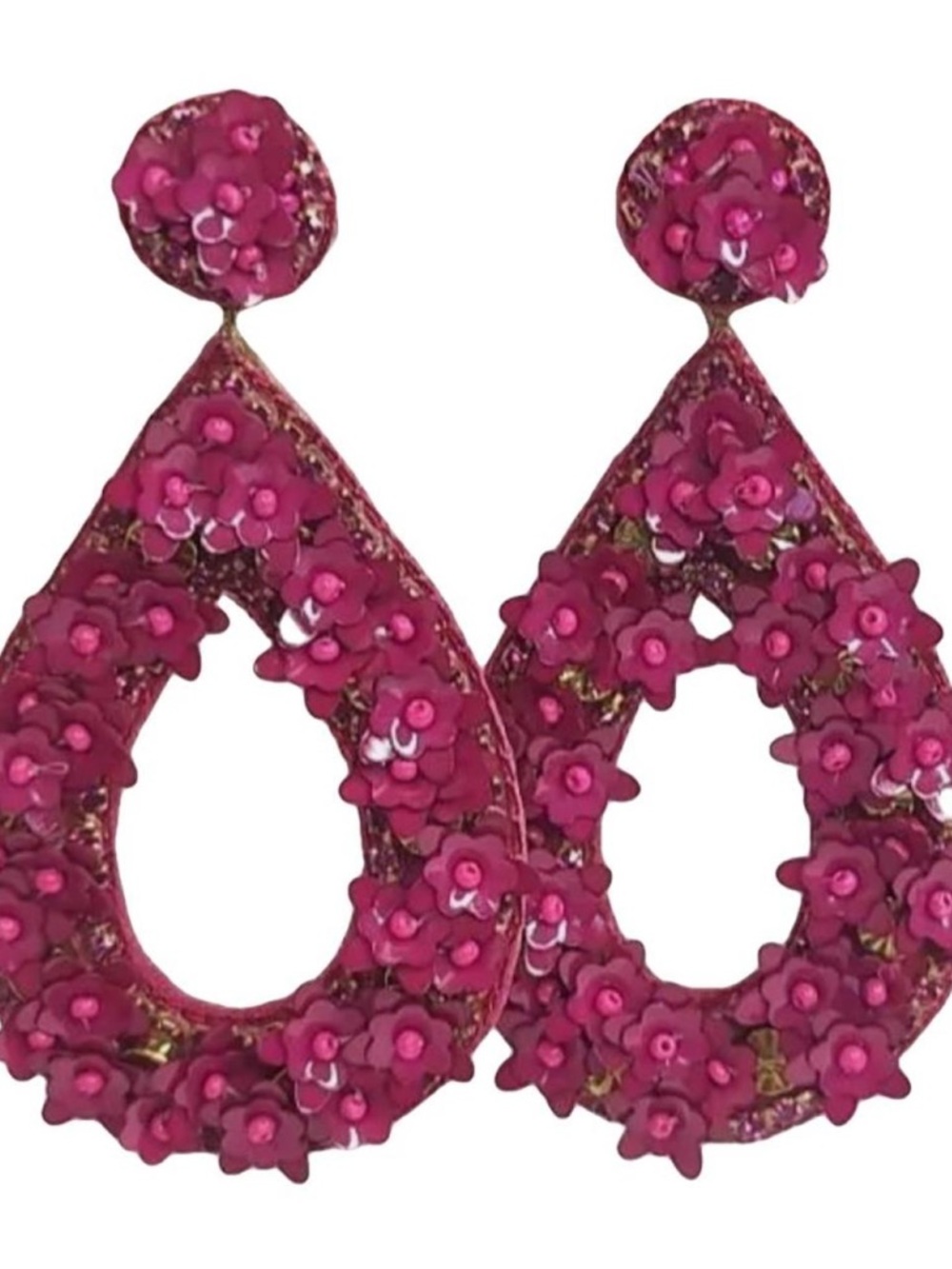 Deepa Gurnani Anthropology Beaded Crystal Flower Statement Earrings New